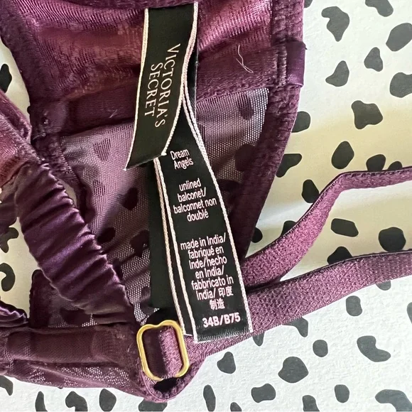 VS Dream Angels Unlined Balconet Lace Burgundy Bra 34b - Picture 3 of 5